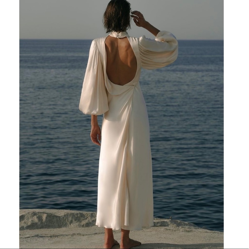 Shona joy - La Lune Open Back Midi Dress in Cream
